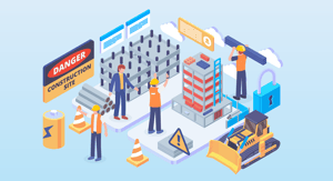 isometric illustration of building and construction