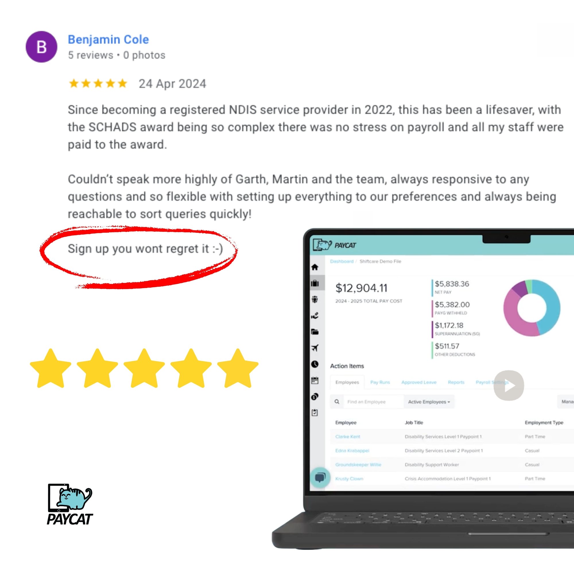 5 Star Pay Cat Google Review