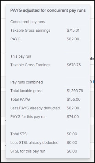 screenshot showing the breakdown of the PAYG calculations (1)