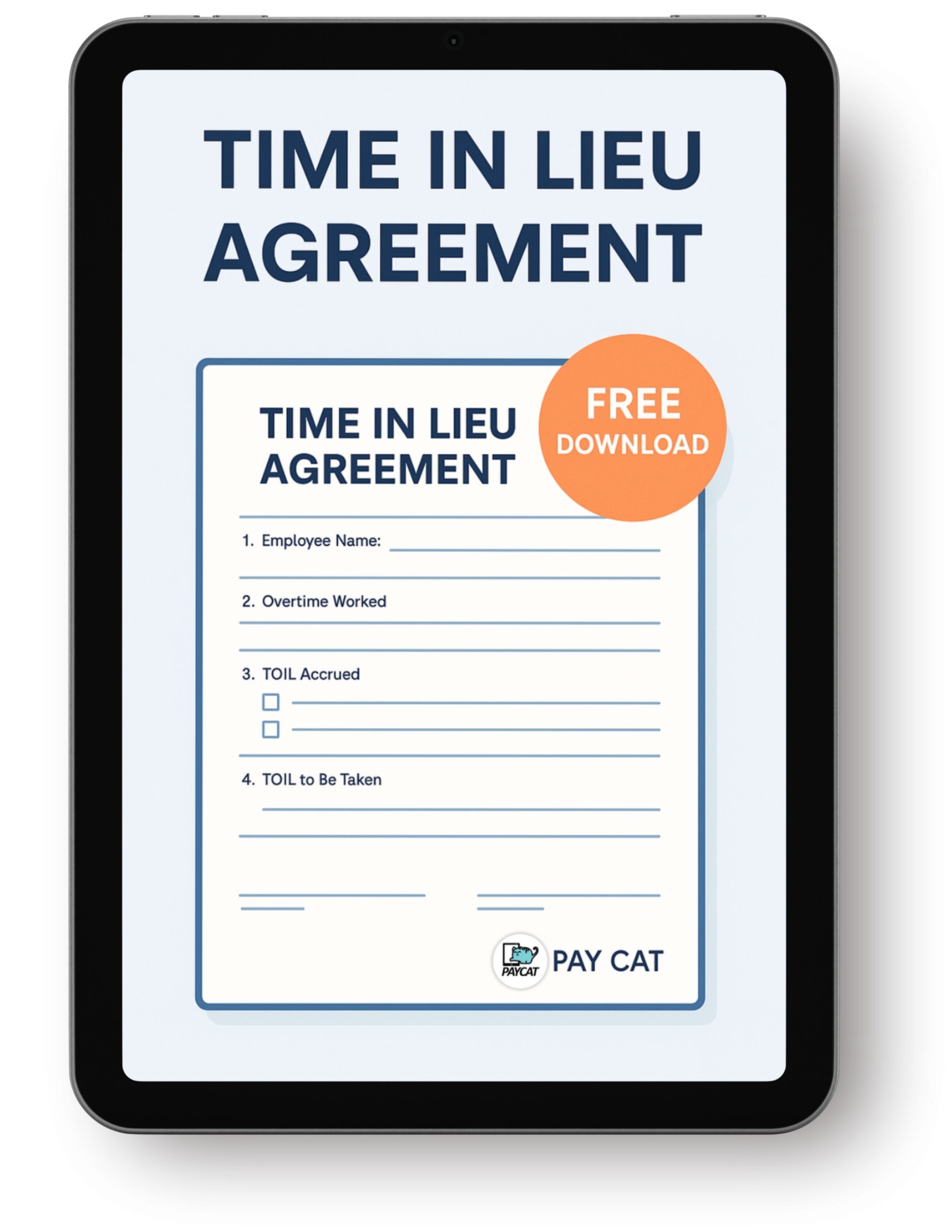 Time Off in Lieu (TOIL) Agreement Form mockup-2